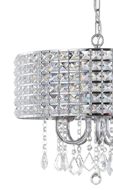 Reese 17" Metal/Crystal Adjustable LED Drop Chandelier - JONATHAN Y
